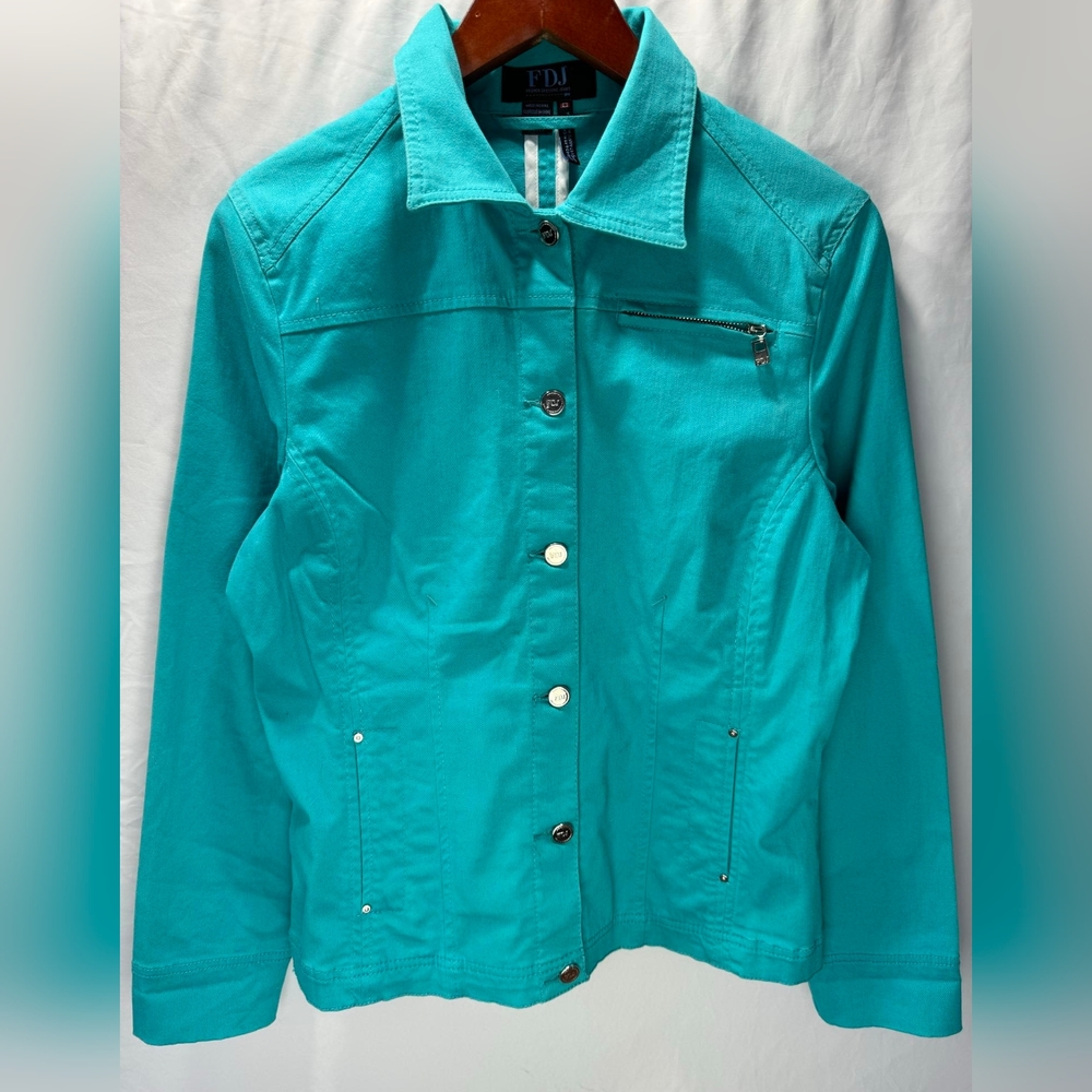 French Dressing Jeans Denim Jacket Turqoise Size Small